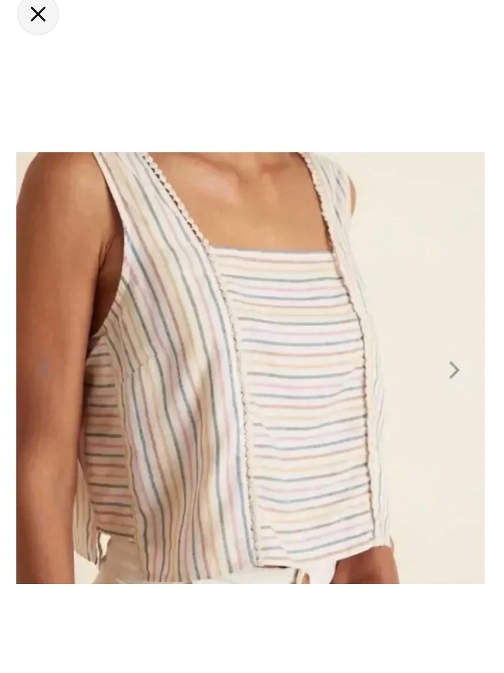 Marine Layer Stella Cropped Top Rainbow Stiped Oversized Boxy Hemp Blend Medium
